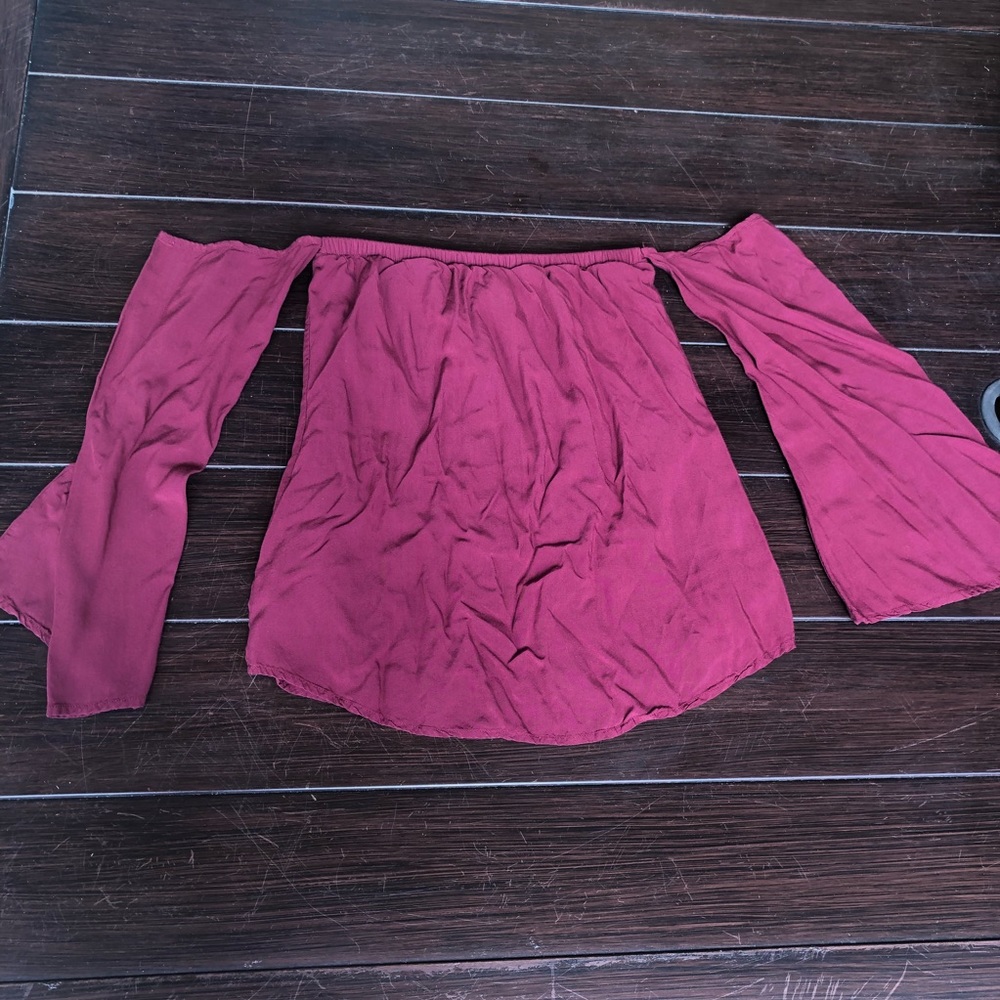 Off the shoulder maroon blouse